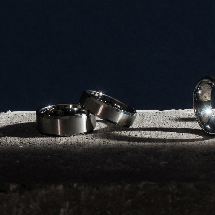 Nemean 6mm Bevelled Silver Tungsten Ring img 1