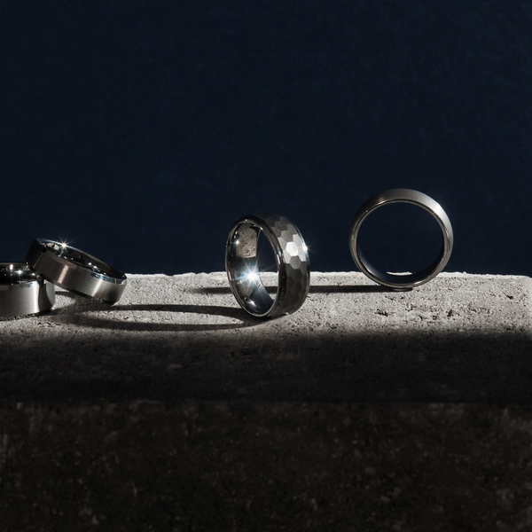 Ebrioso Silver Mens Tungsten Ring img 1