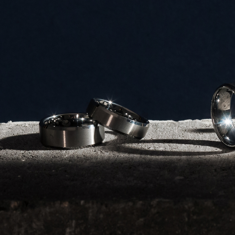Nemean 6mm Bevelled Silver Tungsten Ring img 1