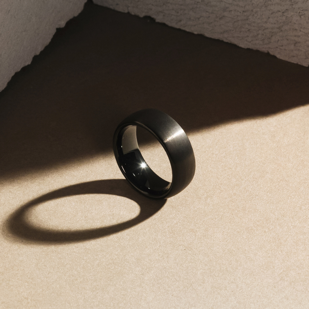 Lupus Men s Gunmetal Grey Tungsten Ring Jackal and Dare