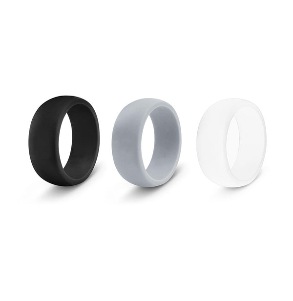 Black, Grey & White 3 Pack Silicone Rings - Jackal and Dare