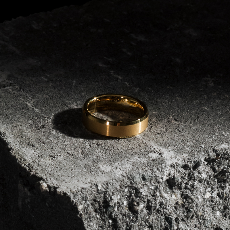Aureous 6mm Mens Gold Tungsten Ring img 1
