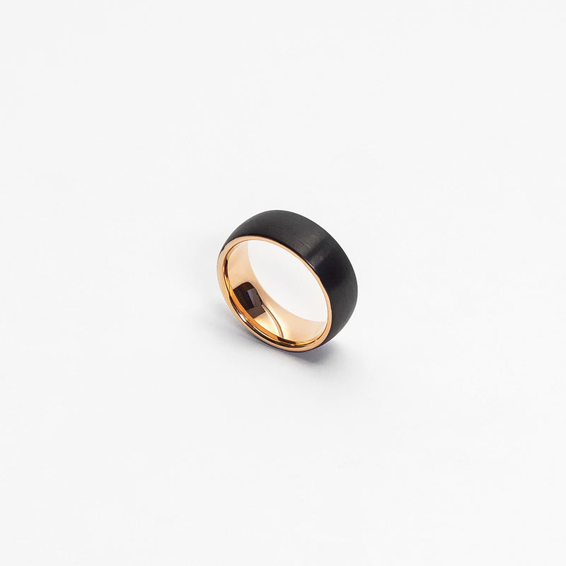 Bombora Black and Rose Gold Mens Tungsten Ring img 2