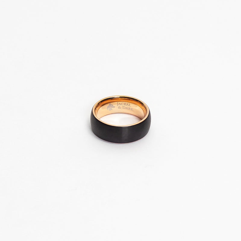 Bombora Black and Rose Gold Mens Tungsten Ring img 3