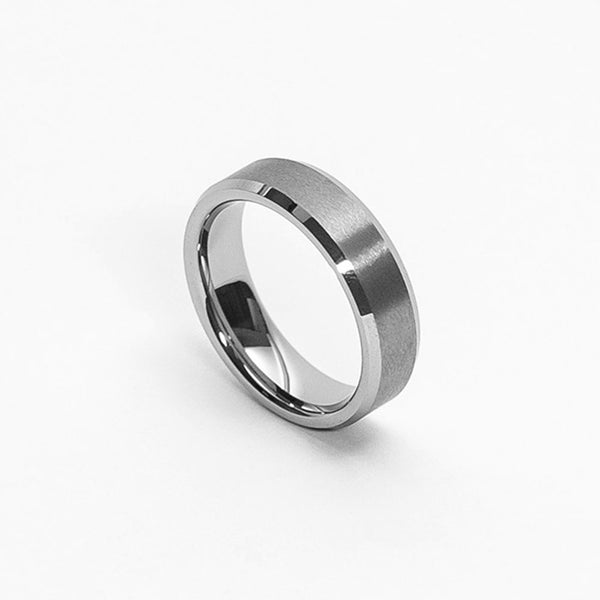 Nemean 6mm Bevelled Silver Tungsten Ring - Jackal and Dare