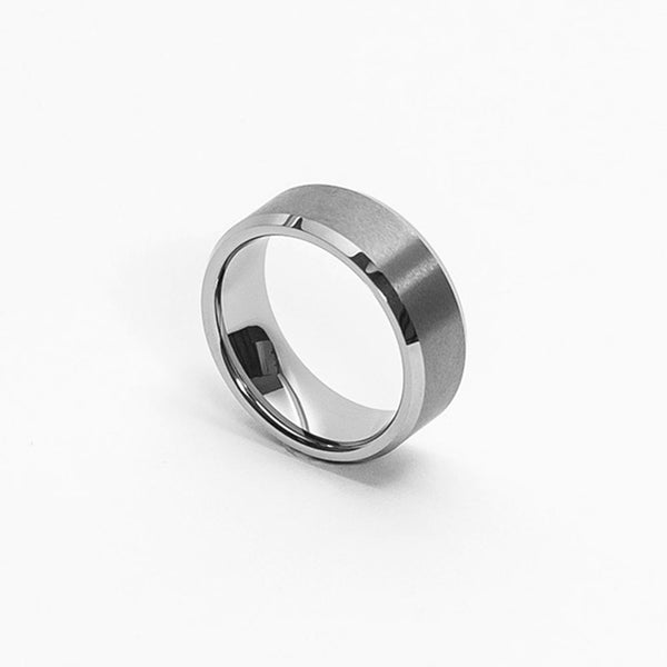 Nemean 8mm Bevelled Silver Tungsten Ring - Jackal and Dare
