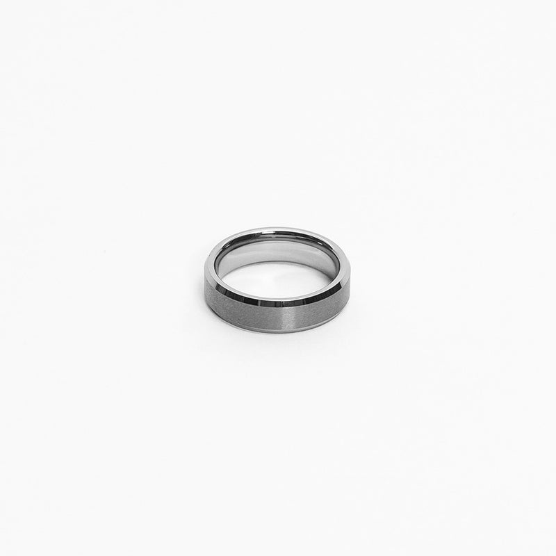 Nemean 6mm Bevelled Silver Tungsten Ring img 4