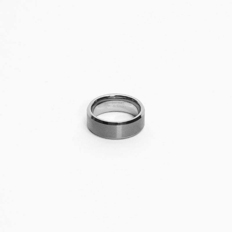 Nemean 8mm Bevelled Silver Tungsten Ring img 3