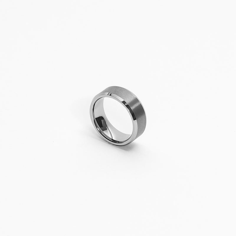 Nemean 8mm Bevelled Silver Tungsten Ring img 2